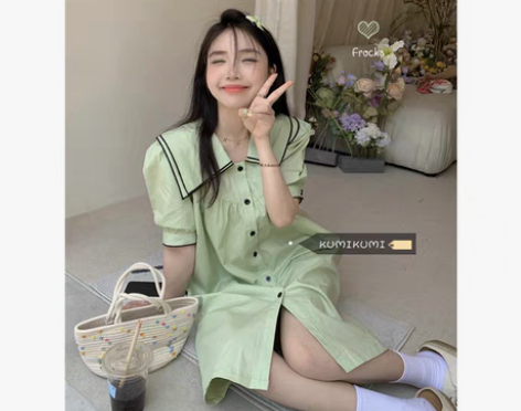 转卖kumikumi甜美娃娃领泡泡袖连衣裙...