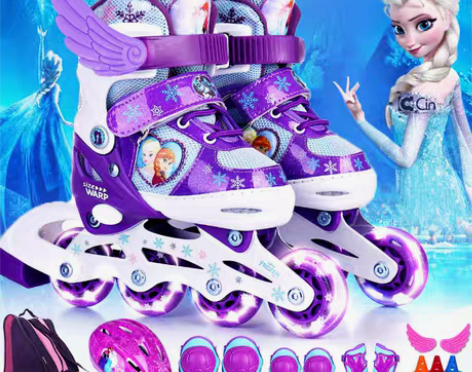 转卖迪士尼溜冰鞋儿童全套装轮滑鞋3-4-5...