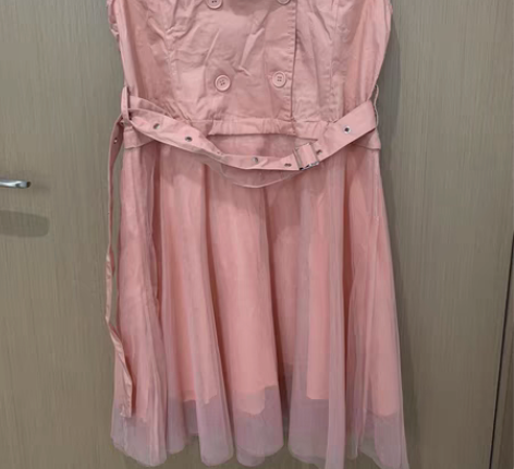 包邮全新！西装拼接网纱无袖背心裙中码m码风...