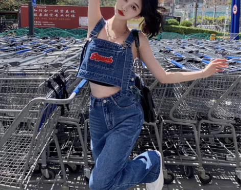 转卖分体式牛仔裤女夏季新款甜辣风设计感高腰...