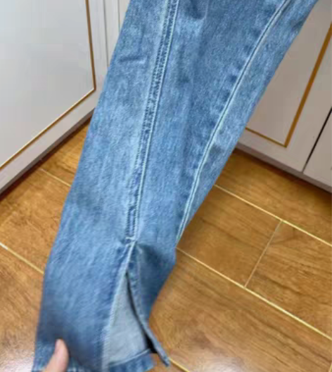 转卖杨杨yangruoyu高腰宽松直筒牛仔...