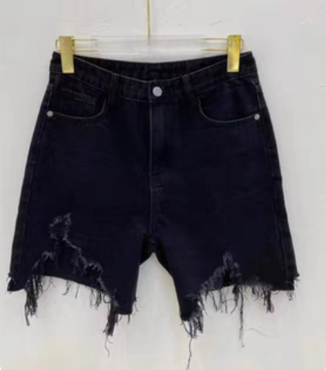 X020裤腿不规则牛仔短裤，可穿110-1...
