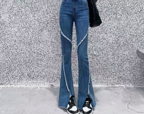 转卖木叶晴新款美式喇叭牛仔裤女春秋高腰显瘦...