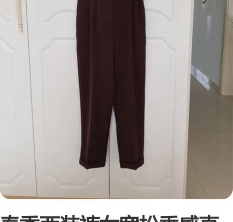 春季西装裤女宽松垂感直筒显瘦松紧腰高腰。实...