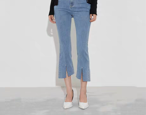 转卖ONLY2021冬季新款裤脚开叉设计高...