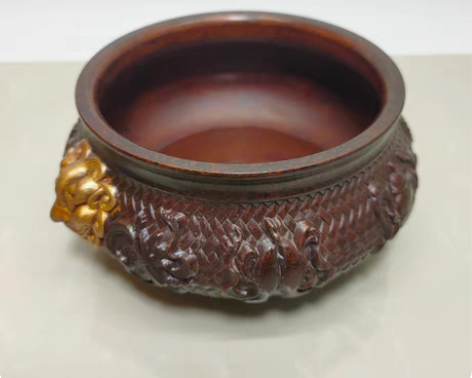 包邮中虎头八宝炉 材质黄铜仿紫铜鎏金复古工...