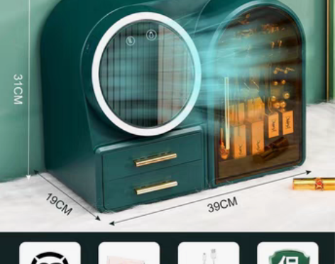 转卖化妆品收纳盒防尘带镜家用桌面梳妆台大容...