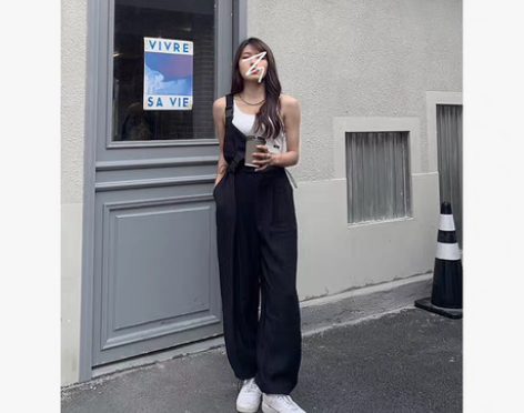 转卖FERNWANG机车少女！工装背带裤女...