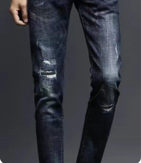 包邮春季牛仔裤男弹力小脚裤青年韩版修身破洞...