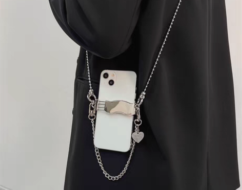 转卖原创手机夹斜挎链配件金属链条明星同款挂...