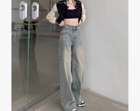 转卖唐采儿水洗毛边牛仔裤女2023春季新款...