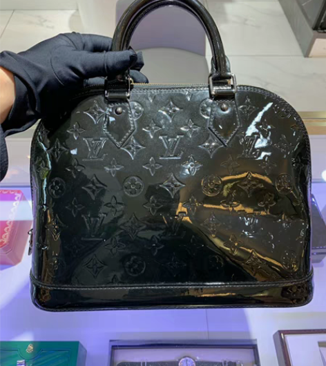 -98新 路易威登LV黑色漆皮alma小号...