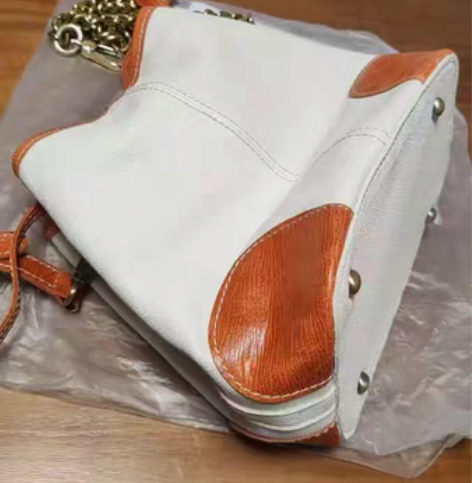 头层牛皮水桶包女士真皮单肩斜挎包 尺寸：高...