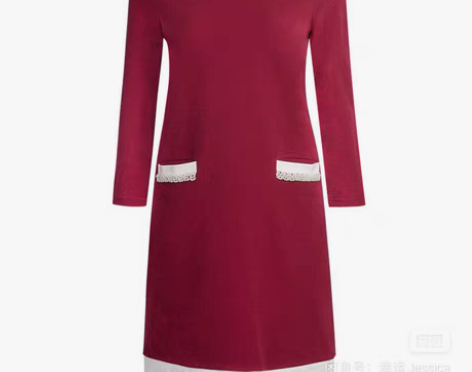 拉夏贝尔酒红色小香风连衣裙S码 ?18元换...