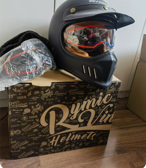 包邮rymic r980 哑黑越野复古头盔...