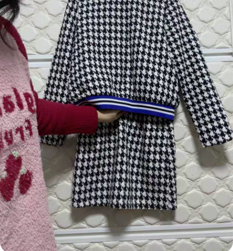 包邮小香风千鸟格套装，上衣胸围90、衣长5...