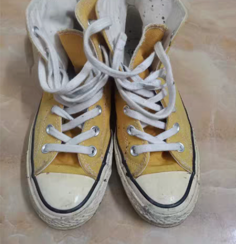 Converse匡威女鞋黄色高帮三星标经典...