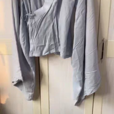 汉服白菜魏晋风晋制浅灰色上襦上衣大袖m码交...