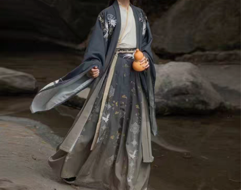 包邮云舒记【他与鹤】交领齐腰魏晋风古装大袖...