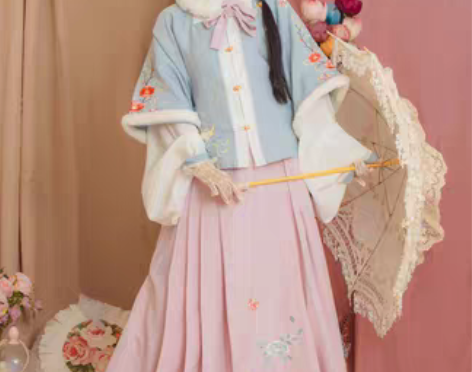 转卖全新汉服 玉术原创汉服女啾啾方领半袖披...