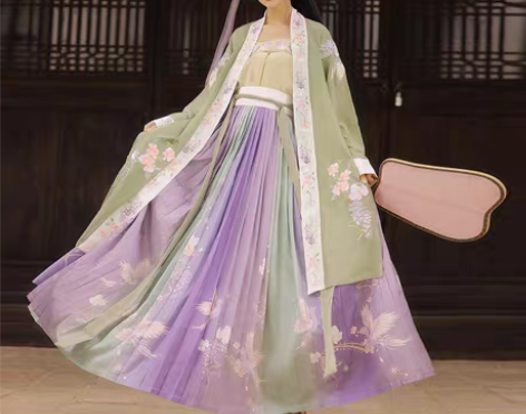 包邮玉术原创汉服女宋制百迭裙慕青齐腰长禙子...