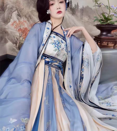 包邮桔屿原创汉服女唐制诃子裙大袖衫【阳春白...