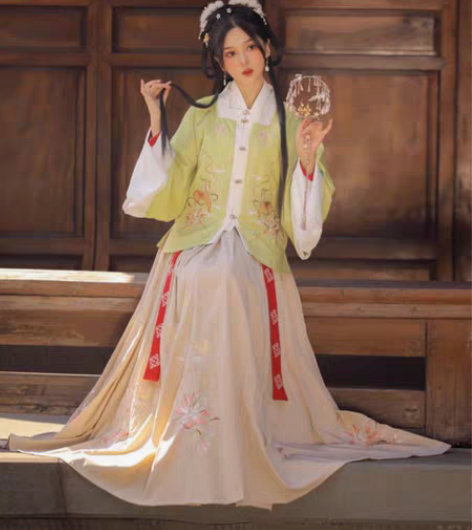 包邮玉术原创汉服云鹿明制汉服方领汉服三件套...