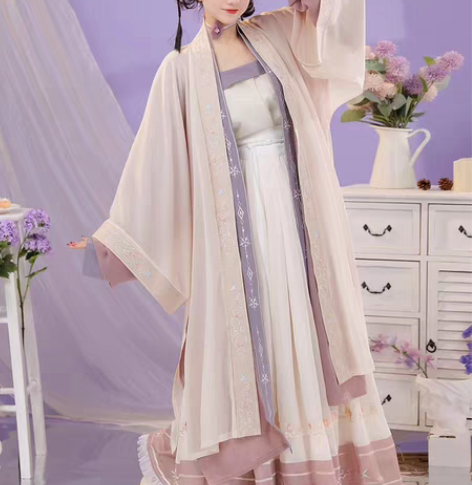 清梳原创芳华宋制汉服女长褙子对襟长衫吊带薄...