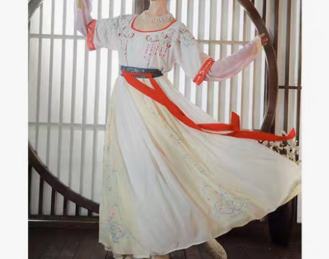 转卖柒邑正品原创汉服女坦领三件套齐腰襦裙中...