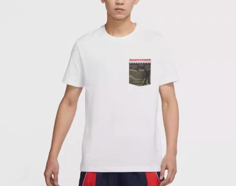 NIKE 男子圆领贴袋迷彩鲨齿纹篮球运动透...