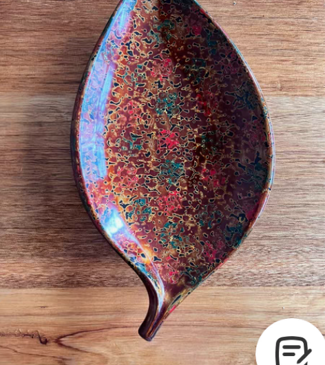 日本津轻涂漆器果盘菠萝漆叶型菓子器 长35...