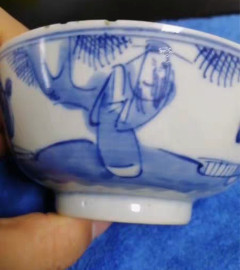 包邮晚清三星人物茶碗两只，一只两条线一个小...