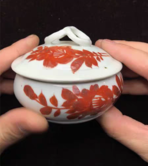 民国粉盒，矾红粉盒民国解放初粉盒，印泥盒，...