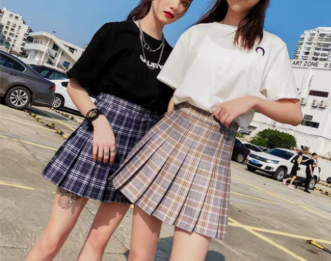 转卖格子百褶裙半身裙女短款夏季2017新款...