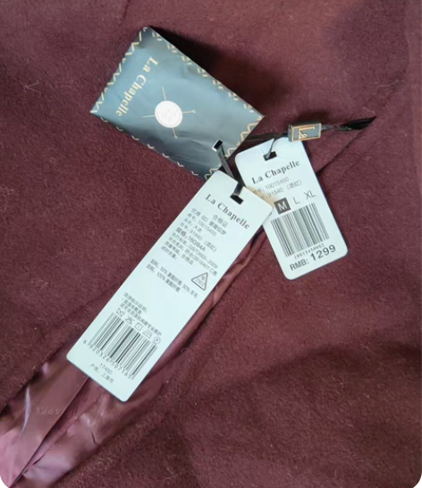 包邮拉夏贝尔旗下品牌女装羊毛呢子拼色大衣外...