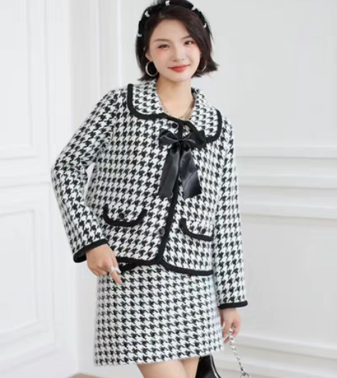 品名：小香风3301千鸟格套装 货号：33...