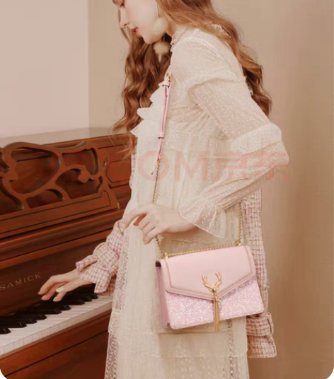 ?欧时纳包包女包单肩斜挎麋鹿链条小方包 老...