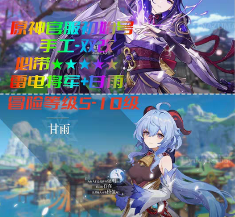 原神官服 雷电将军＋甘雨 冒险等级5-10...