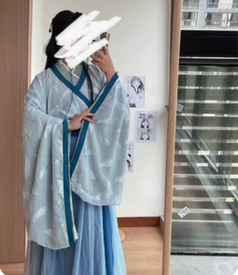 实体店入的魏晋风汉服三件套，没有品牌，本人...