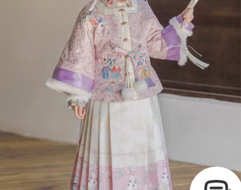 转卖【双12价】桃花调马面裙女童汉服国风明...
