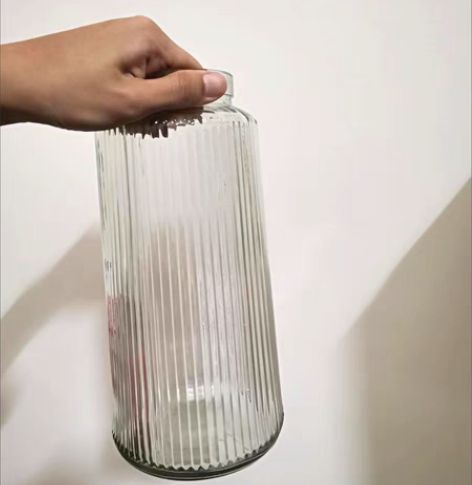 包邮竖条玻璃花瓶装饰创意简约北欧水养插花干...