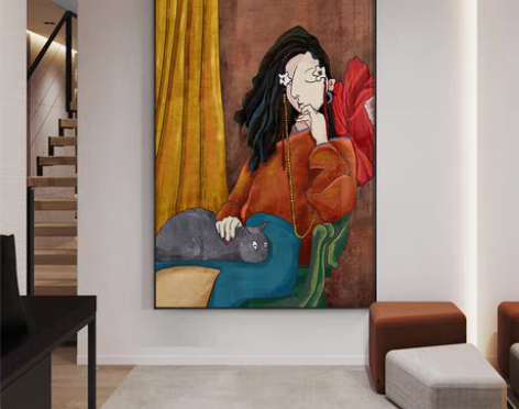 转卖小众轻奢民宿装饰画个性人物客厅餐厅壁画...