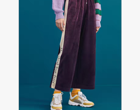 转卖【预售】乐町拼接丝绒长裤运动裤休闲裤女...