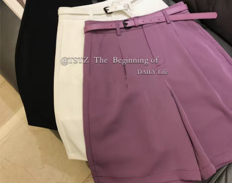 转卖清仓捡漏折扣女装~紫色西装短裤女夏薄款...