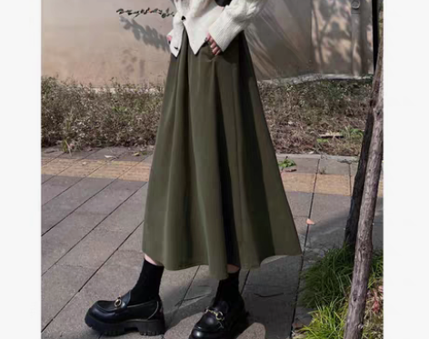 转卖复古显瘦灯芯绒半身裙女中长款秋冬款a字...