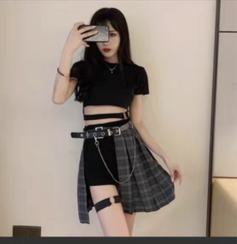 性感蹦迪女装套装夏露脐上衣服帅气酷女孩穿搭...