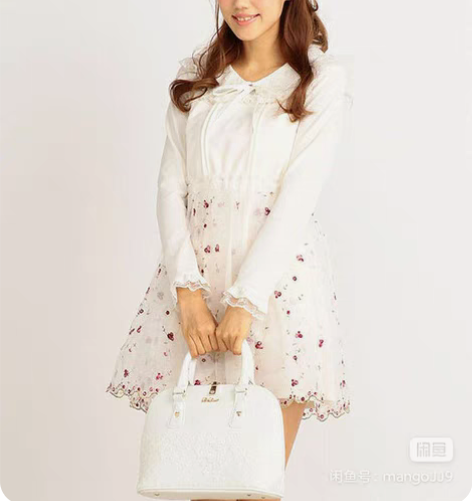 包邮lizlisa春秋款白色连衣裙 甜美软...