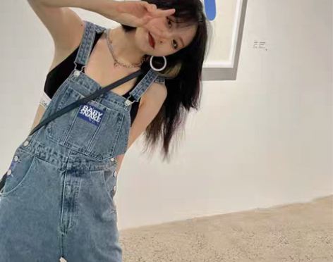 转卖美式复古牛仔背带裤女夏季新款宽松显瘦减...