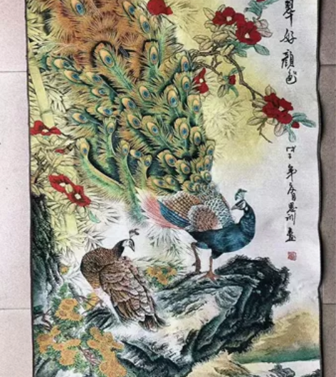 (结缘转让)赔钱急出，高价买的孔雀刺绣织锦...