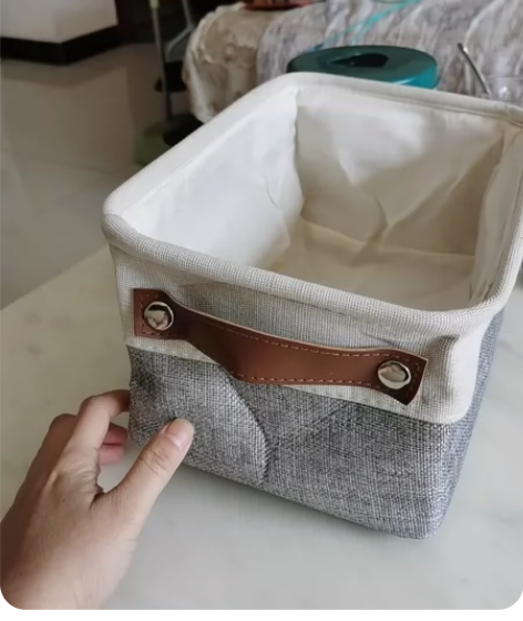 帆布收纳篮,外贸尾单!有两只!全新!可折叠...